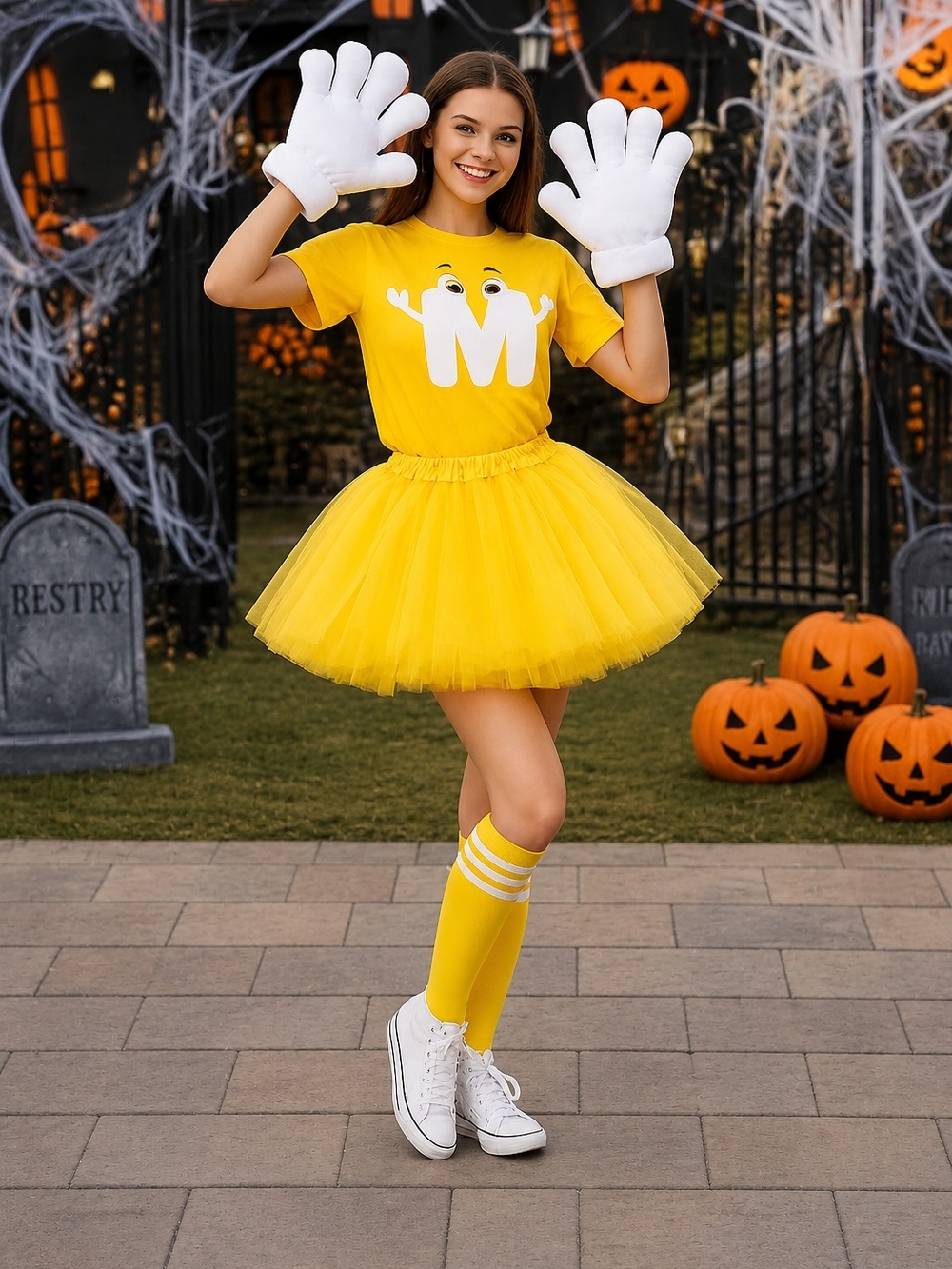 Yellow M Character Halloween Costume Set – Size Small